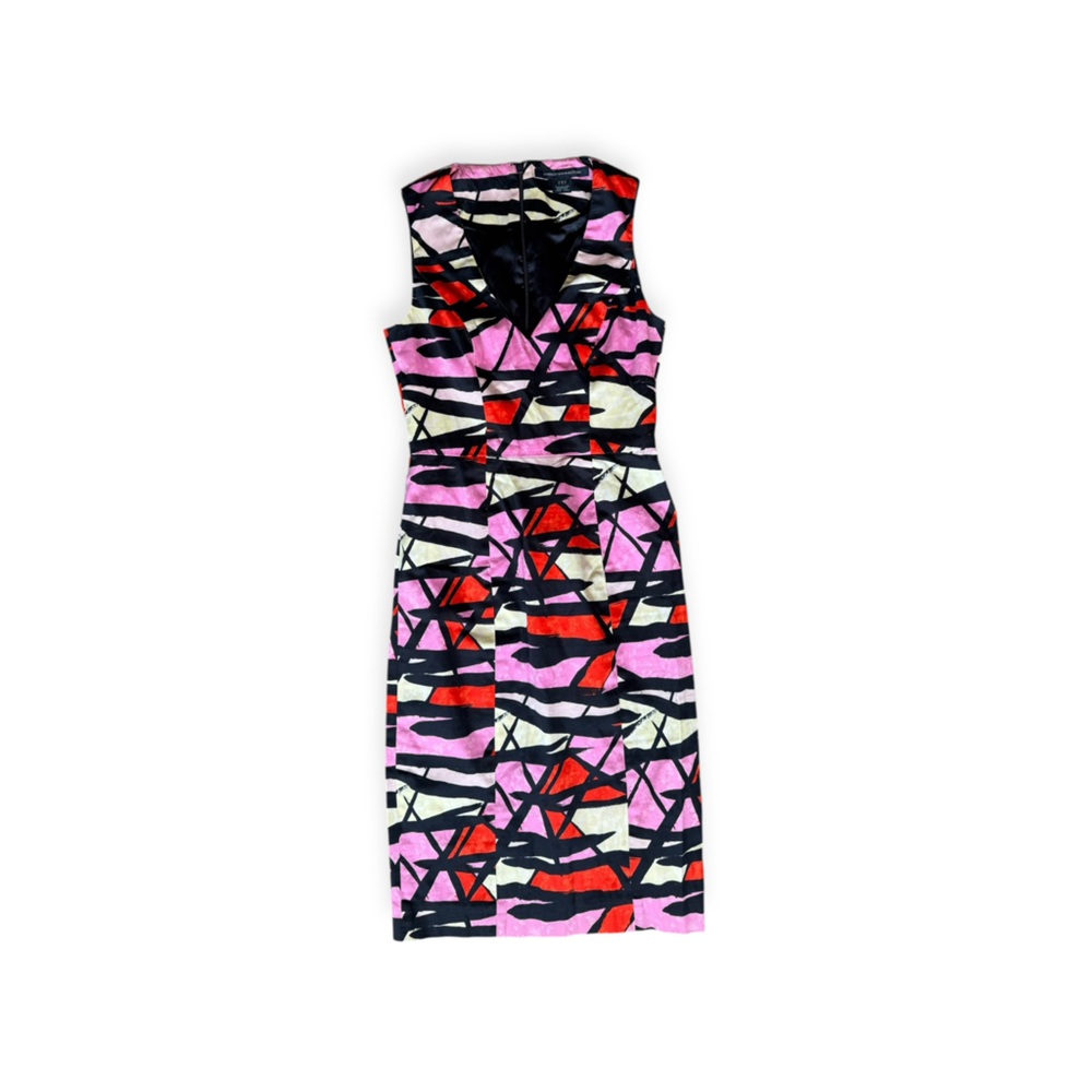 French Connection bodycon pink orange black Size 4 small sleeveless fitted - Picture 5 of 11